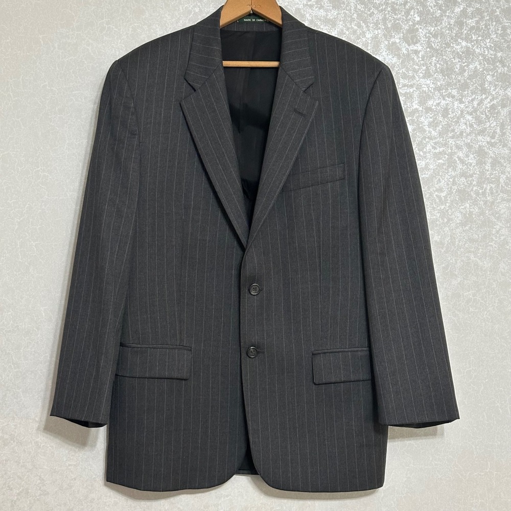 Lauren Ralph Lauren Blazer Grey Pinstripe 100% Wool 3-Button Sport Coat VTG 40L